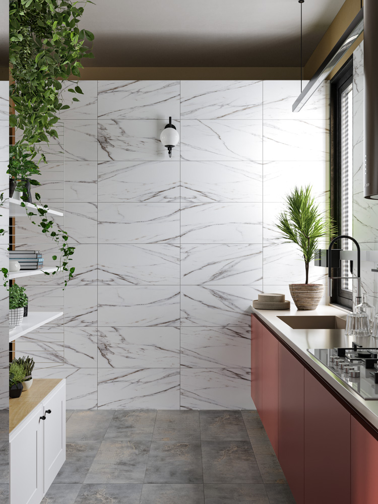 Кварцвиниловый SPC ламинат Cronafloor Stone Терра Бьянко XJ87015-4 600×300×4 фото в интерьере